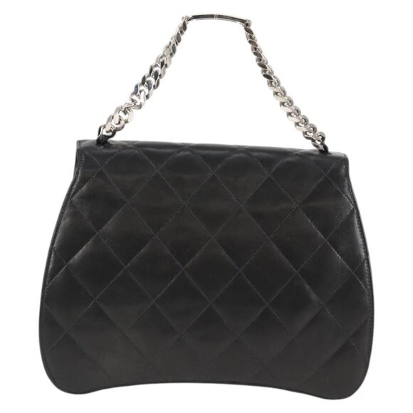 CHANEL Chain Hand Bag Lamb Skin Black Silver CC Auth 138566A - Picture 2 of 16